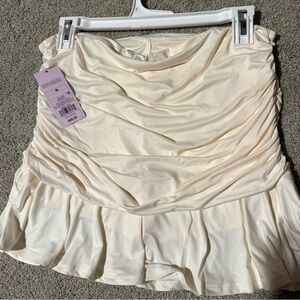 Cream Ruched Mini Skort - Medium